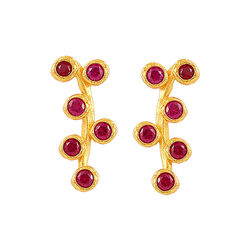 Amber øreringer, gold/red, Hultquist Copenhagen