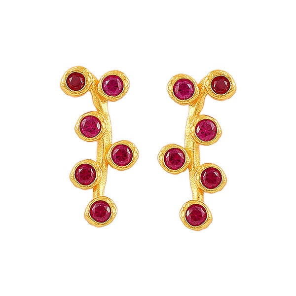 Amber øreringer, gold/red, Hultquist Copenhagen