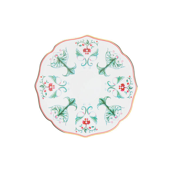 Lucia frokosttallerken 21 cm, hvit/rød/grønn, Magnor