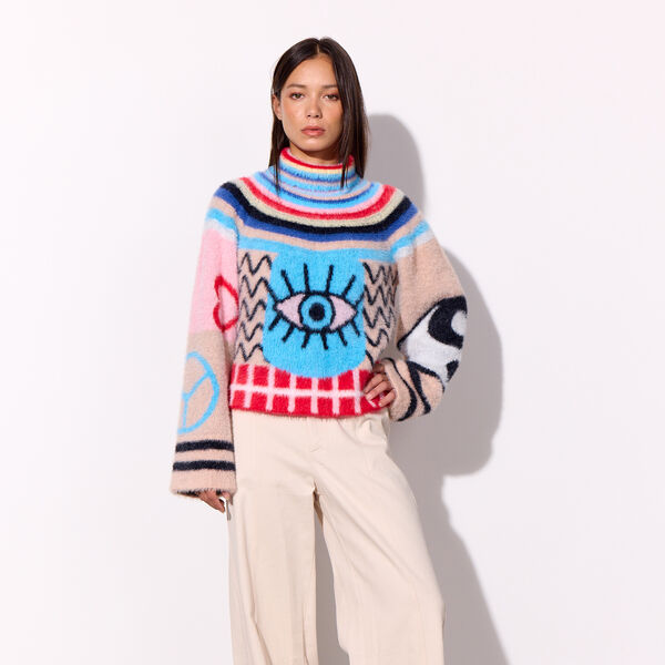 Kitti Turtleneck Blouse, mixed Kitti Turtleneck Blouse, mixed, HUNKØN