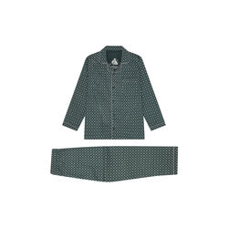 Megeve pyjamas, racing green off white print/grey piping, Ambassador 1867