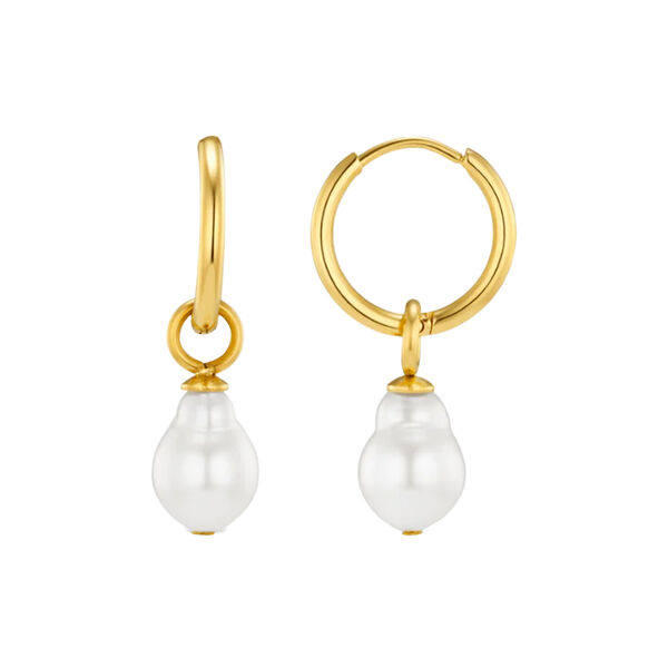 LUXE Pearl Drop Hoop-&oslash;redobber, 18k gold, Orelia