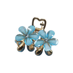 Liten h&aring;rklype med blomster, lysebl&aring;, 7 DAYS