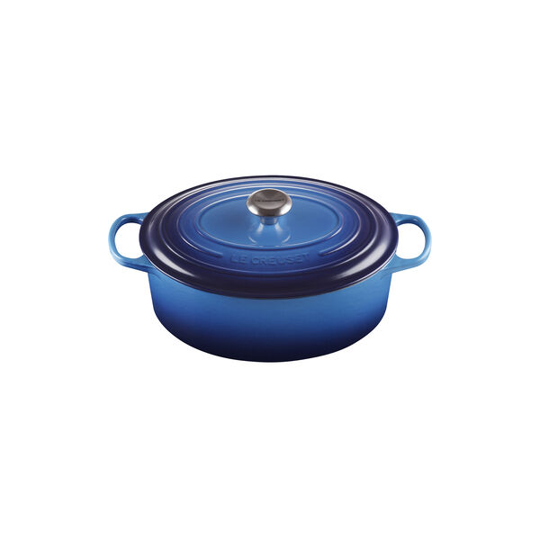 Signature st&oslash;pejern oval gryte &Oslash; 31 cm, azure, Le Creuset