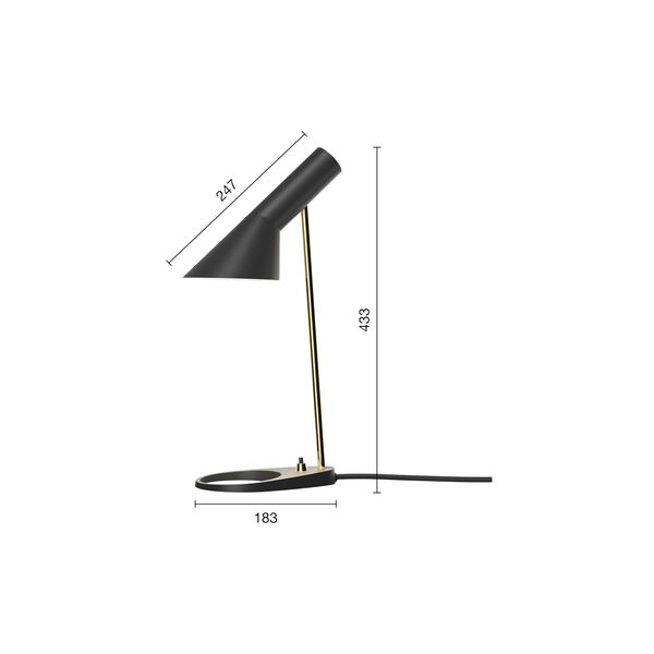 AJ Mini bordlampe, brass/black, Louis Poulsen