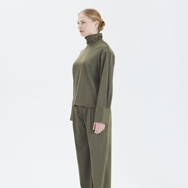 2ND Francisca - Heavy Satin bluse, oliven natt 2ND Francisca - Heavy Satin bluse, oliven natt, 2NDDAY