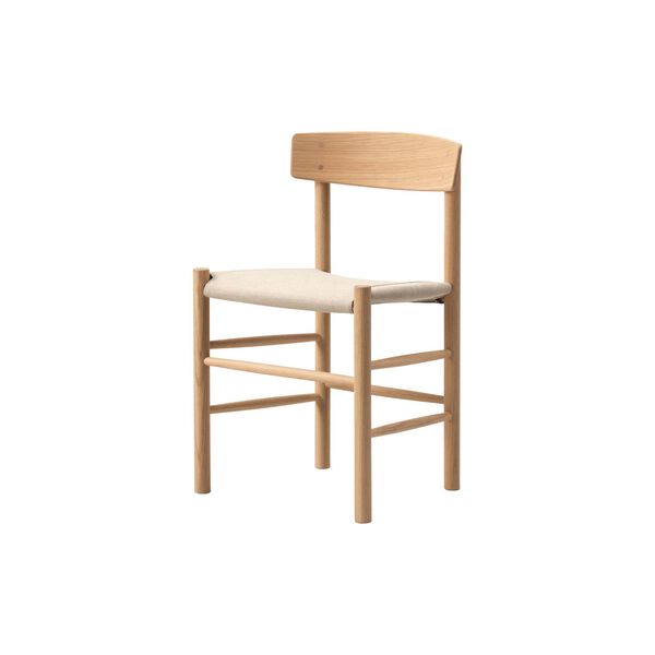 J39 Mogensen stol med polstret sete, lys oljet eik/natural canvas, Fredericia Furniture