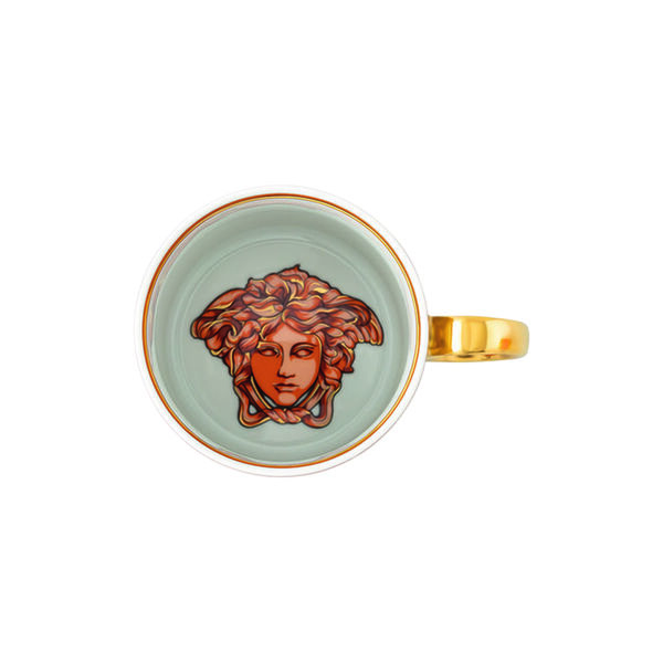 Mug with handle, orange coin, Rosenthal x Versace