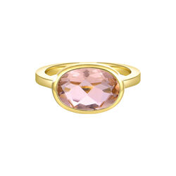 Selene Bezel Solitaire Ring, gold/morganite cz, Nila Noor
