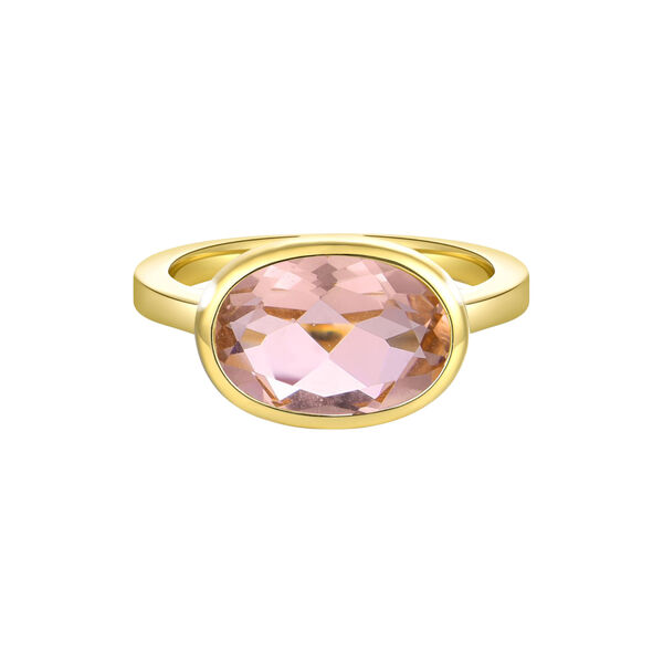 Selene Bezel Solitaire Ring, gold/morganite cz, Nila Noor