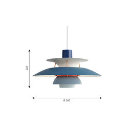 PH 5 pendel, nyanser av blå, Louis Poulsen