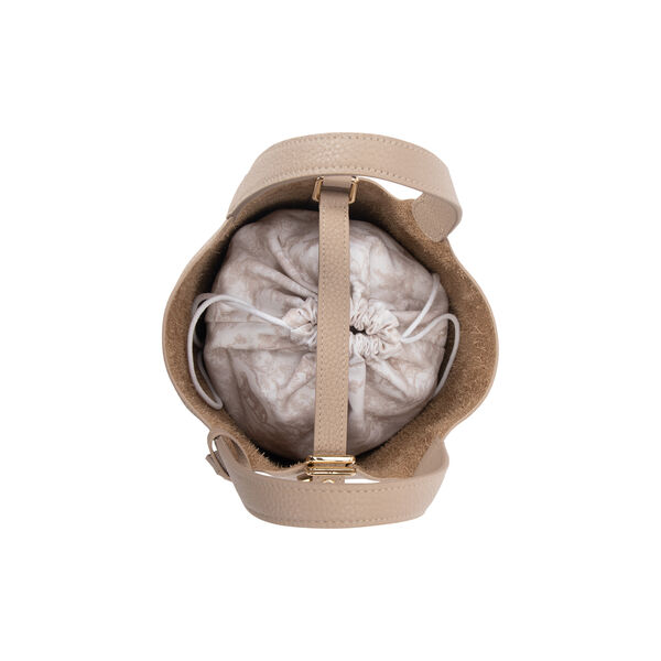 Leather Bucket Bag Mini, dark sand, DARK department