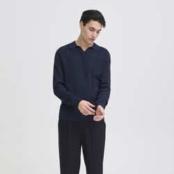 CFNORDIN LS Ribbed Polo Knit, navy blazer, Casual Friday