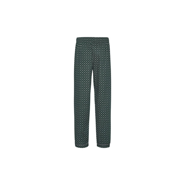 Megeve pyjamas, racing green off white print, grey piping, Ambassador 1867
