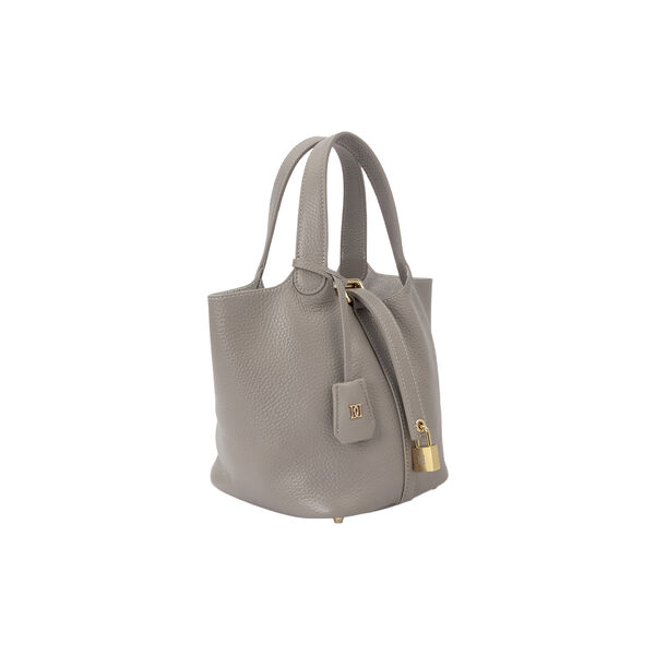 Leather Bucket Bag Mini, warm taupe, DARK department
