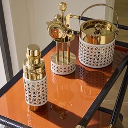 Basketweave Cocktail Shaker, hvit/messing, Jonathan Adler