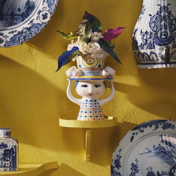 Lady with Hat vase, blå, Bjørn Wiinblad