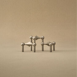 STOFF Nagel lysestake 3 stk., b&oslash;rstet krom, STOFF Nagel