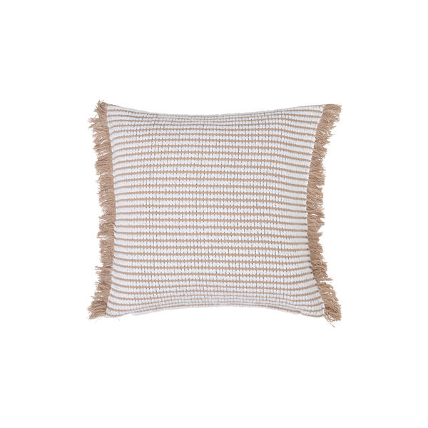 Heavy Striped Organic Cotton putetrekk, beige/white, Lexington