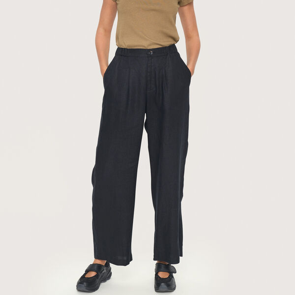 Lazy linen elastiske bukser, svart, BITTE KAI RAND