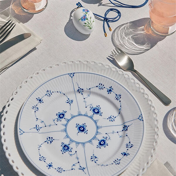 Hvit Riflet Helblonde Tallerken &Oslash; 19 cm, Royal Copenhagen