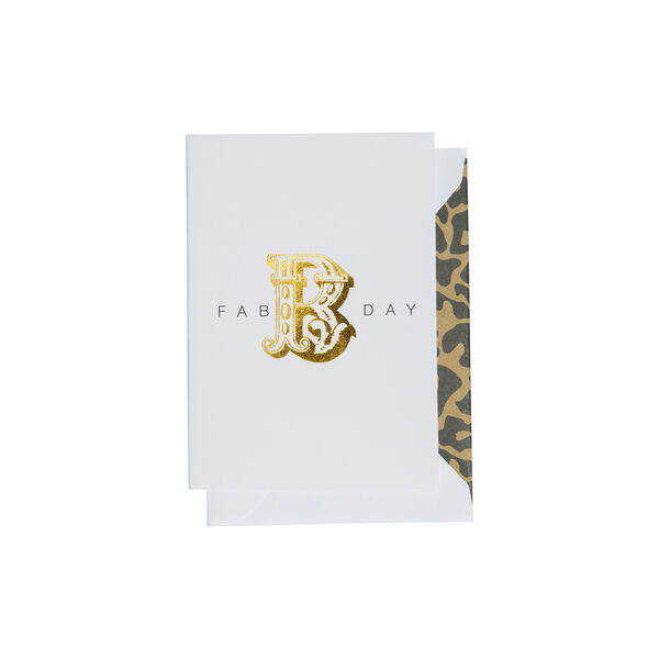 Fab B Day kort, hvit/gull, CARDSOME
