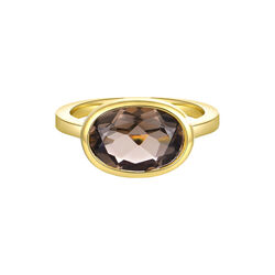 Selene Bezel Solitaire Ring, gold/smokey quartz, Nila Noor