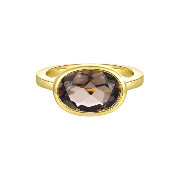 Selene Bezel Solitaire Ring, gold/smokey quartz, Nila Noor
