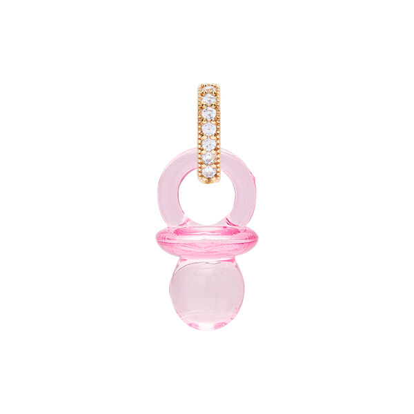 Pacifier Pendant Pave Connector, bubblegum pink (G), Crystal Haze