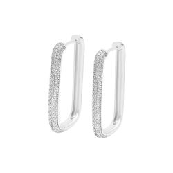 Diamond Edge Hoops, silver, WHO IS SHE