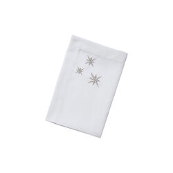 Hvit serviett med s&oslash;lvstjerner, Langkilde & S&oslash;n