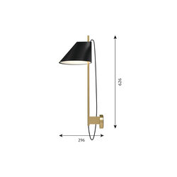 Yuh vegglampe, sort/messing, Louis Poulsen