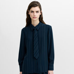 ERMA PIN STRIPE TIE SHIRT, new navy / ethereal blue, French Connection