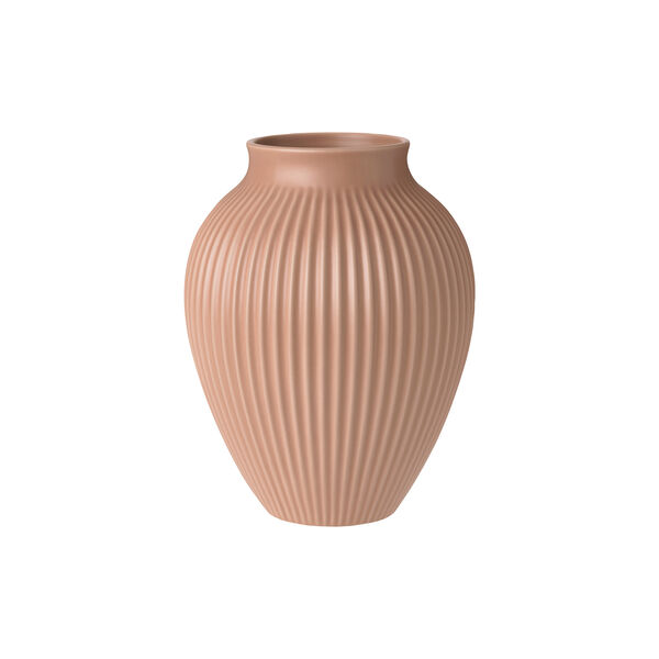 Knabstrup vase ripple, mat dusty rose, Knabstrup Keramik