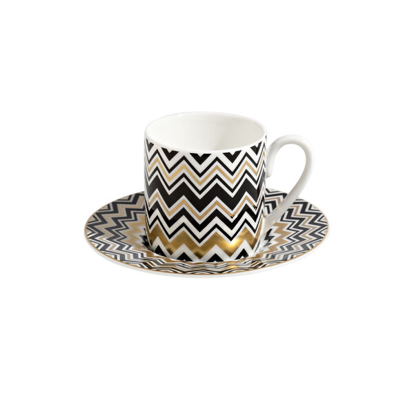 Zig Zag Gold kaffekopp og underskål, 2 pk Zig Zag Gold kaffekopp og underskål, 2 pk, Missoni Home