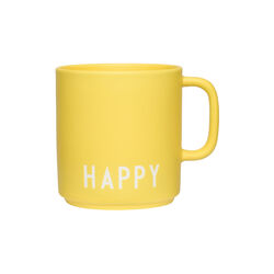 HAPPY favorittkopp med hank, yellow, Design Letters