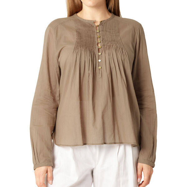 Long Sleeved Shirt, greige, Ilse Jacobsen Hornb&aelig;k