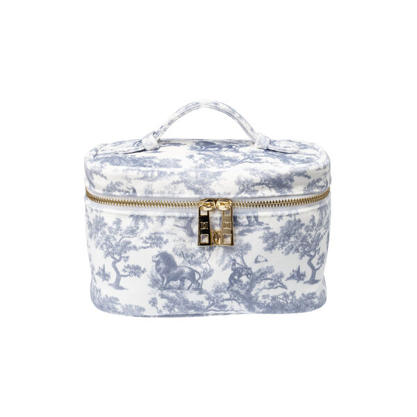 Velvet Vanity Bag Small, country blue savannah pattern, DARK department