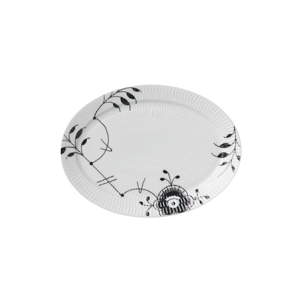 Sort Mega Riflet oval tallerken, 28 cm, Royal Copenhagen