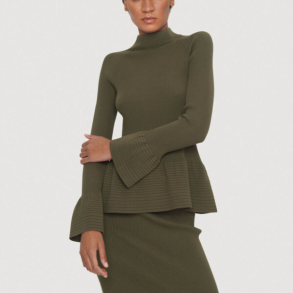 Saku ribbestrikket blusse, deep forest Saku ribbestrikket blusse, deep forest, BITTE KAI RAND