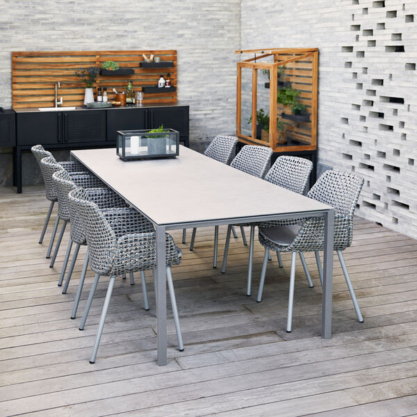 Pure spisebordunderstel 280x100 cm, lys gr&aring;/aluminium, Cane-line