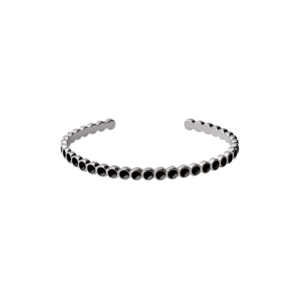 LUMI Armb&aring;nd, rhodium/svart, bangle up