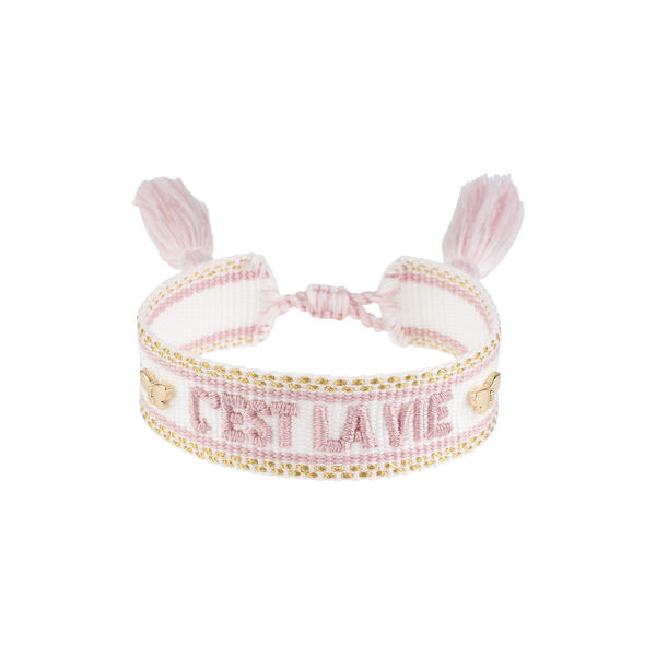 Woven Friendship armb&aring;nd, c'est la vie white w/light rose/gold, DARK department