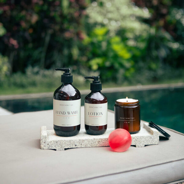 Duftlys, red, Stone Soap Spa