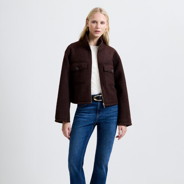 DOVER BOUCLE JACKET, indigo, French Connection