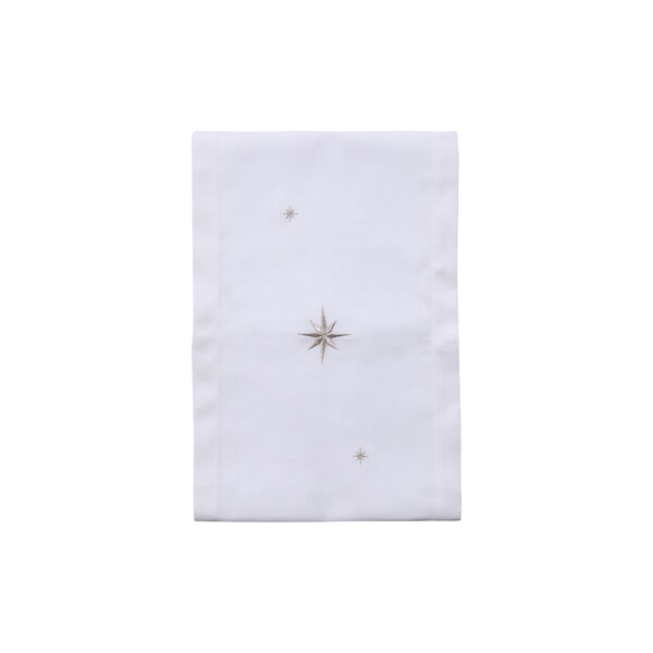 Hvit bordløper med sølvstjerner Hvit bordløper med sølvstjerner, Langkilde & Søn