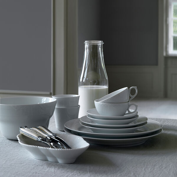 Hvit Riflet tallerken, Royal Copenhagen