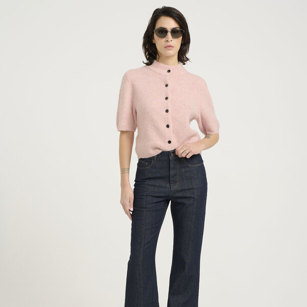 AlphaGZ SS Short Cardigan, rose grey melange, Gestuz