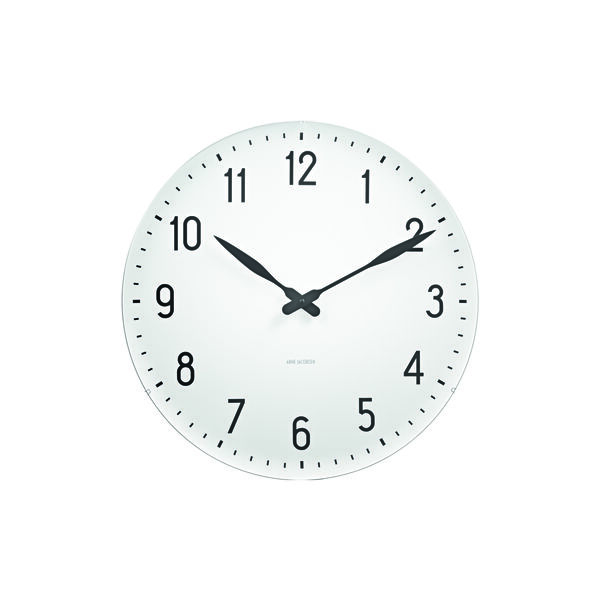 Station veggklokke, hvit/svart, Arne Jacobsen Clocks