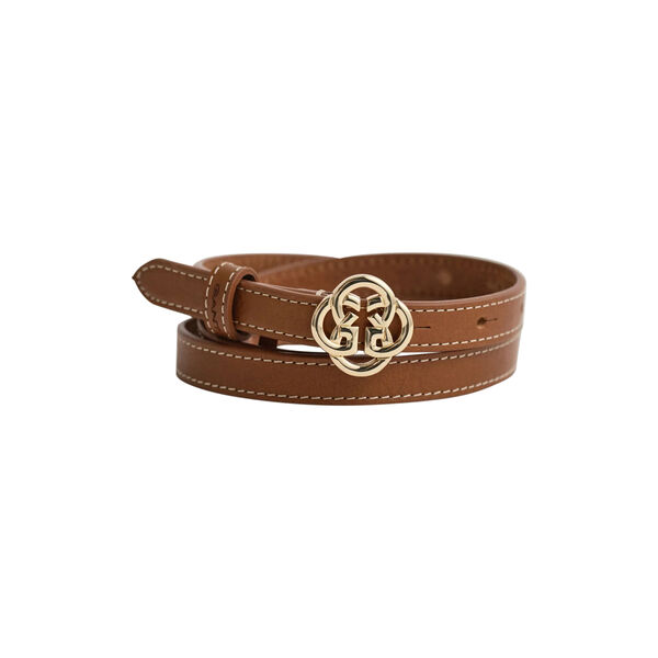 MONOGRAM BUCKLE SLIM LEATHER BELT, cognac, Gant